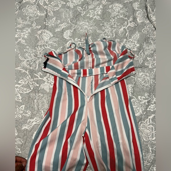 Romeo & Juliet Couture Wide Leg Stripe Jumpsuit - Picture 5 of 8